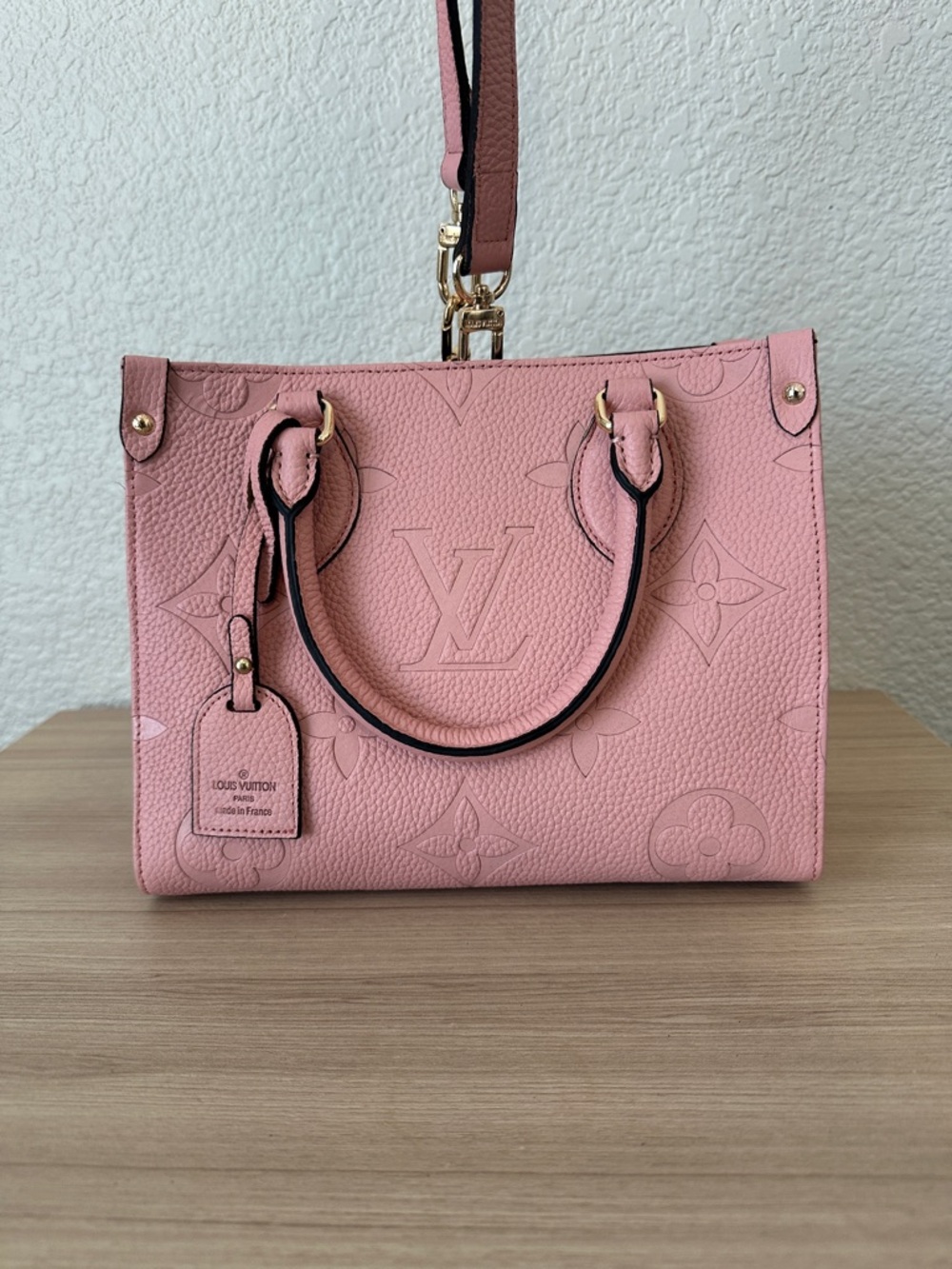 NEW Designer Inspired Louis Vuitton Pink Embossed Leather Satchel
